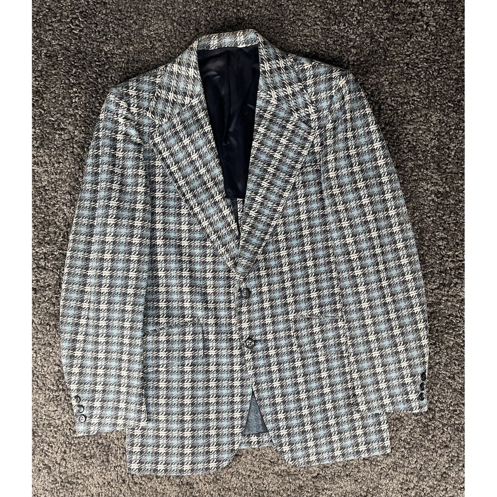 McGregor Vintage 60s Houndstooth Polyester Blazer Size 40 Heavy Quality Fabric